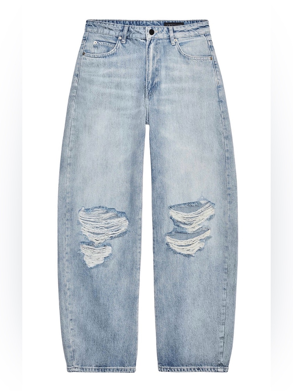 Zara Distressed Barrel Jeans